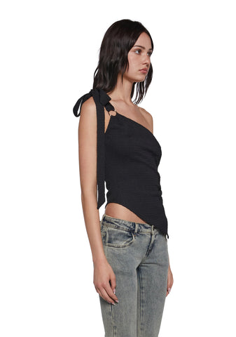 Dream Girl Asymmetrical Top - Black
