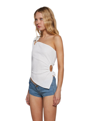 Dream Girl Asymmetrical Top - White