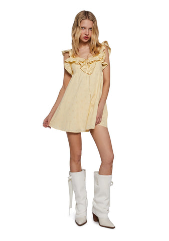 Sunset Stroll Babydoll Dress - Yellow