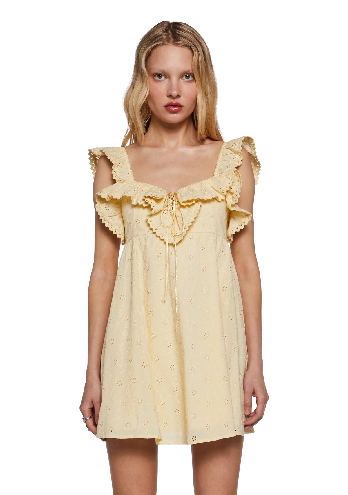 Sunset Stroll Babydoll Dress - Yellow