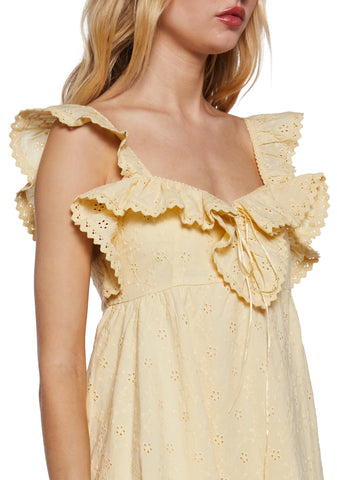 Sunset Stroll Babydoll Dress - Yellow