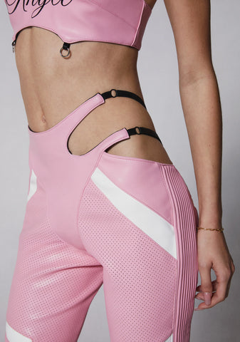 Hollywood Asymmetric Moto Trousers - Pink