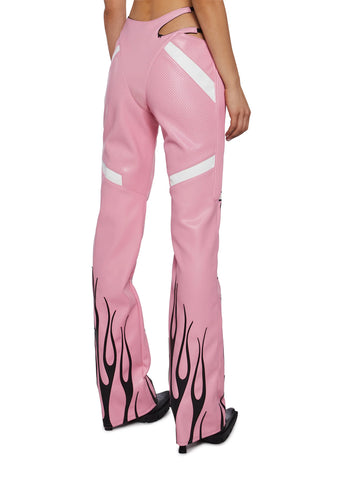 Hollywood Asymmetric Moto Trousers - Pink