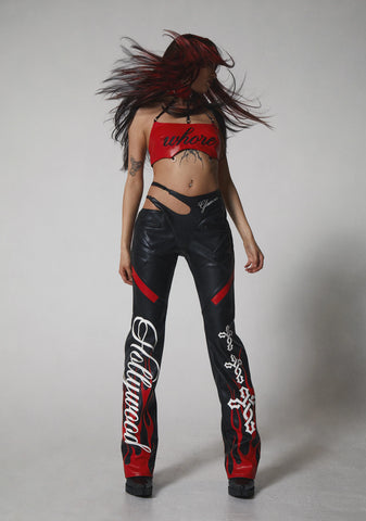 Hollywood Asymmetric Moto Trousers - Black