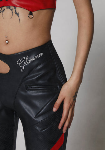 Hollywood Asymmetric Moto Trousers - Black