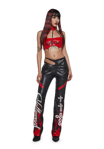 Hollywood Asymmetric Moto Trousers - Black