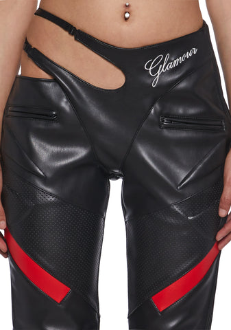 Hollywood Asymmetric Moto Trousers - Black