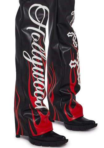 Hollywood Asymmetric Moto Trousers - Black