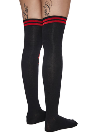 Slipknot Fan Thigh High Socks - Red