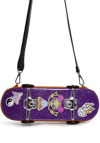 Kickflip Skateboard Crossbody Bag - Purple