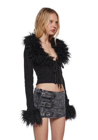 Covet Cable Knit Cardigan - Black