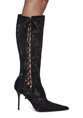 Dream Boulevard Lace Boots - Black