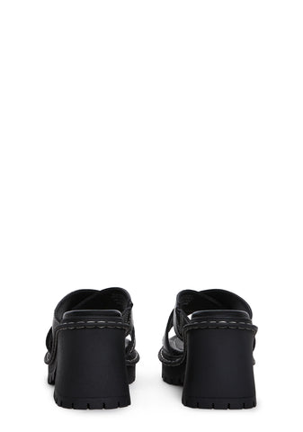 Star Worthy Cross Strap Slides - Black
