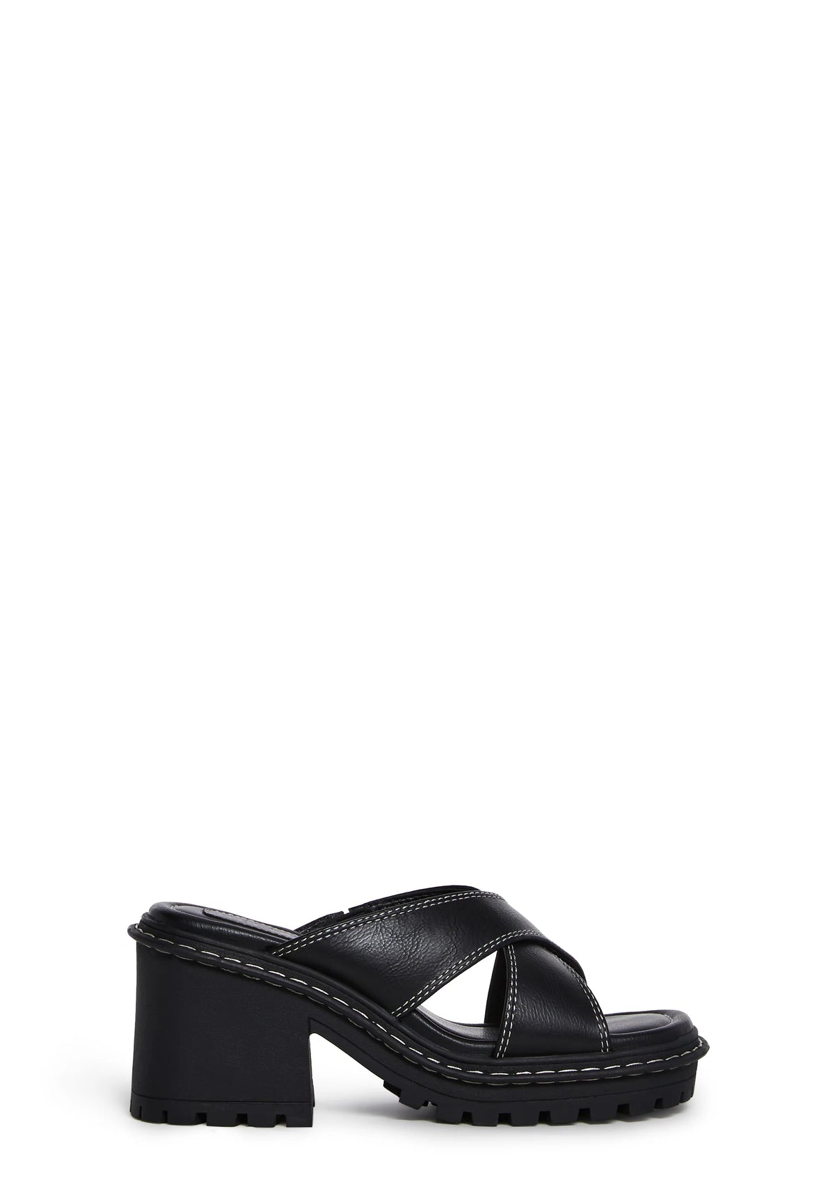 Star Worthy Cross Strap Slides - Black