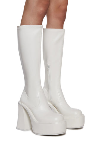 Short And Sweet Knee High Boots - White