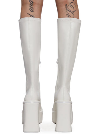 Short And Sweet Knee High Boots - White