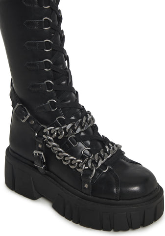 Shadow Banned Knee High Boots