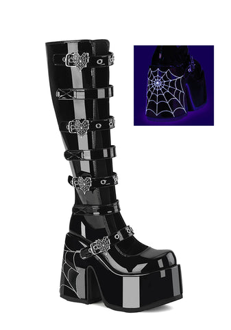 Camel-223 Platform Glow In The Dark Knee High Boots