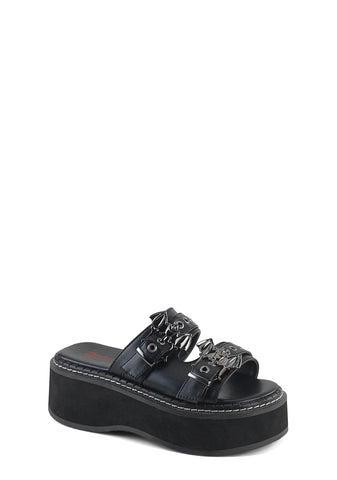 Emily-100 Platform Double Strap Slide Sandal
