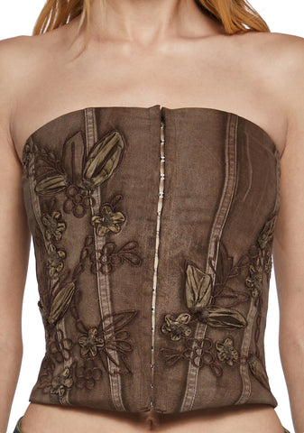 Desert Flower Denim Tube Top