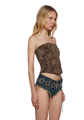 Desert Flower Denim Tube Top