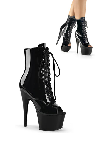 Adore-1021 Platform Peep Toe Ankle Boots-Black