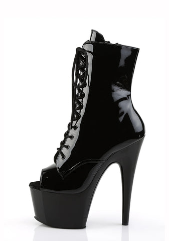 Adore-1021 Platform Peep Toe Ankle Boots-Black