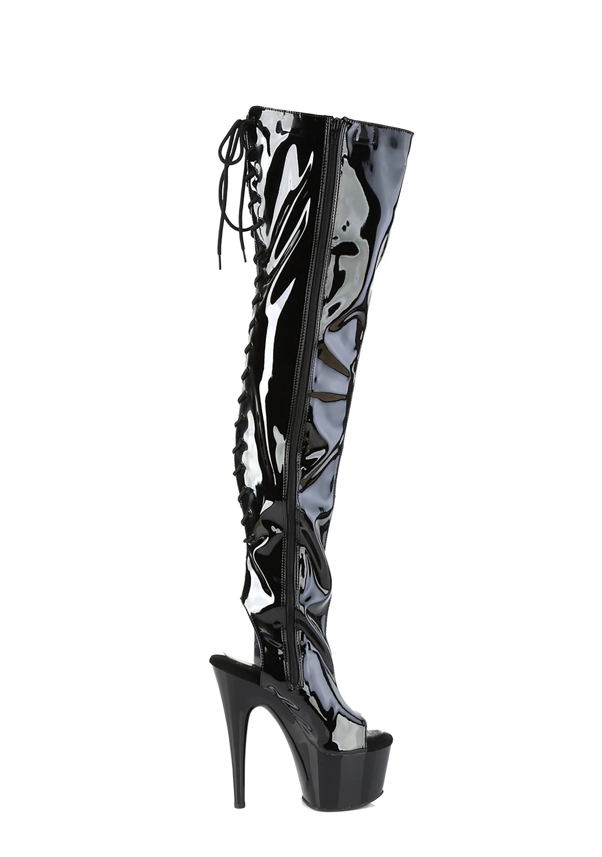 Adore-3017 Platform Thigh High Boots-Black