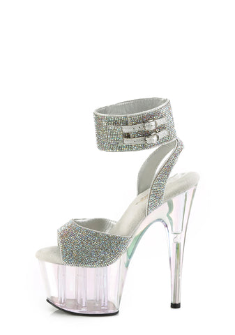 Adore-791HTRS Platform Rhinestone Ankle Cuff Sandals-Holo Tinted