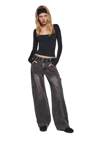 Demure Stare Top With Headband - Black