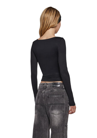 Demure Stare Top With Headband - Black