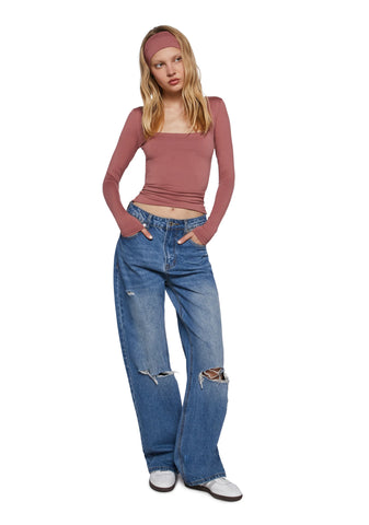 Demure Stare Top With Headband - Pink