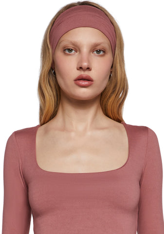 Demure Stare Top With Headband - Pink