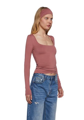 Demure Stare Top With Headband - Pink