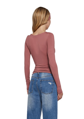 Demure Stare Top With Headband - Pink