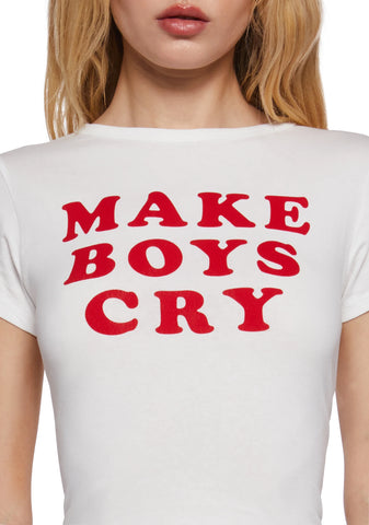 Cute Boy Tears Graphic Tee - White