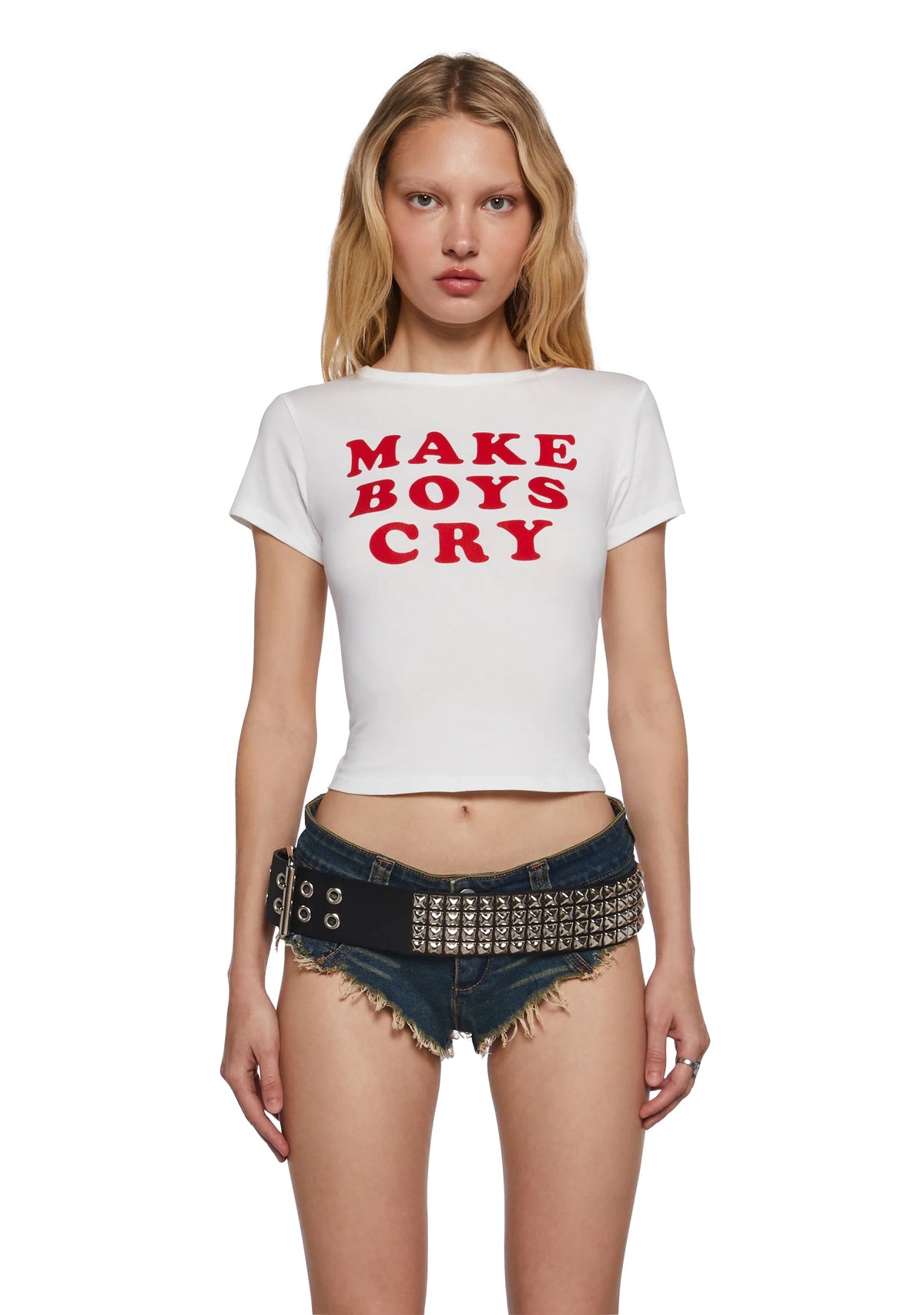 Cute Boy Tears Graphic Tee - White