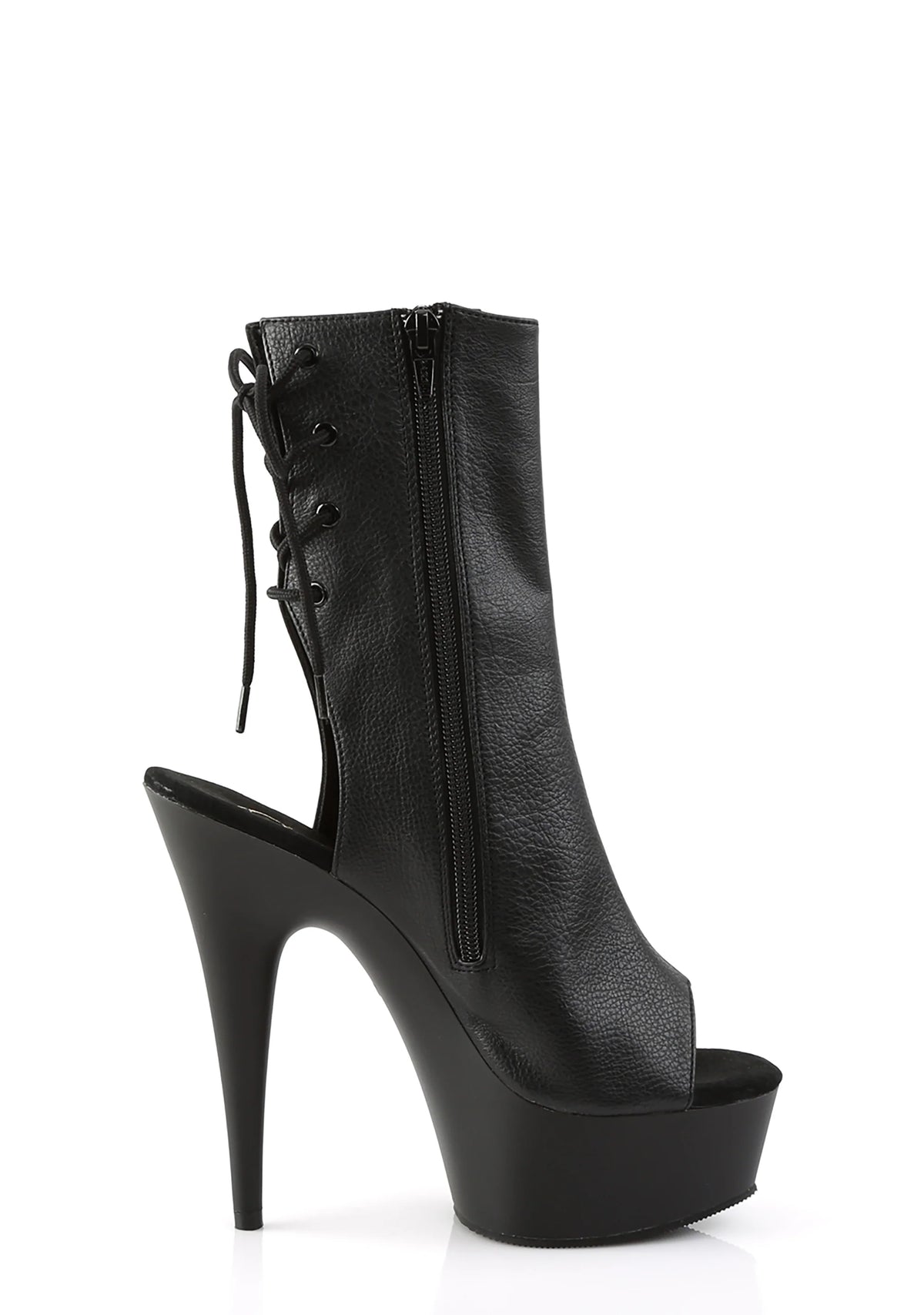 Delight-1018 Platform Ankle Boots-Black PU