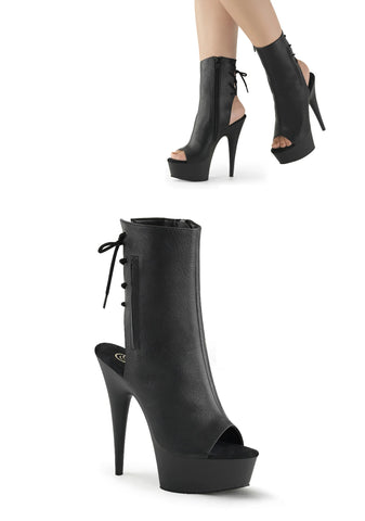 Delight-1018 Platform Ankle Boots-Black PU