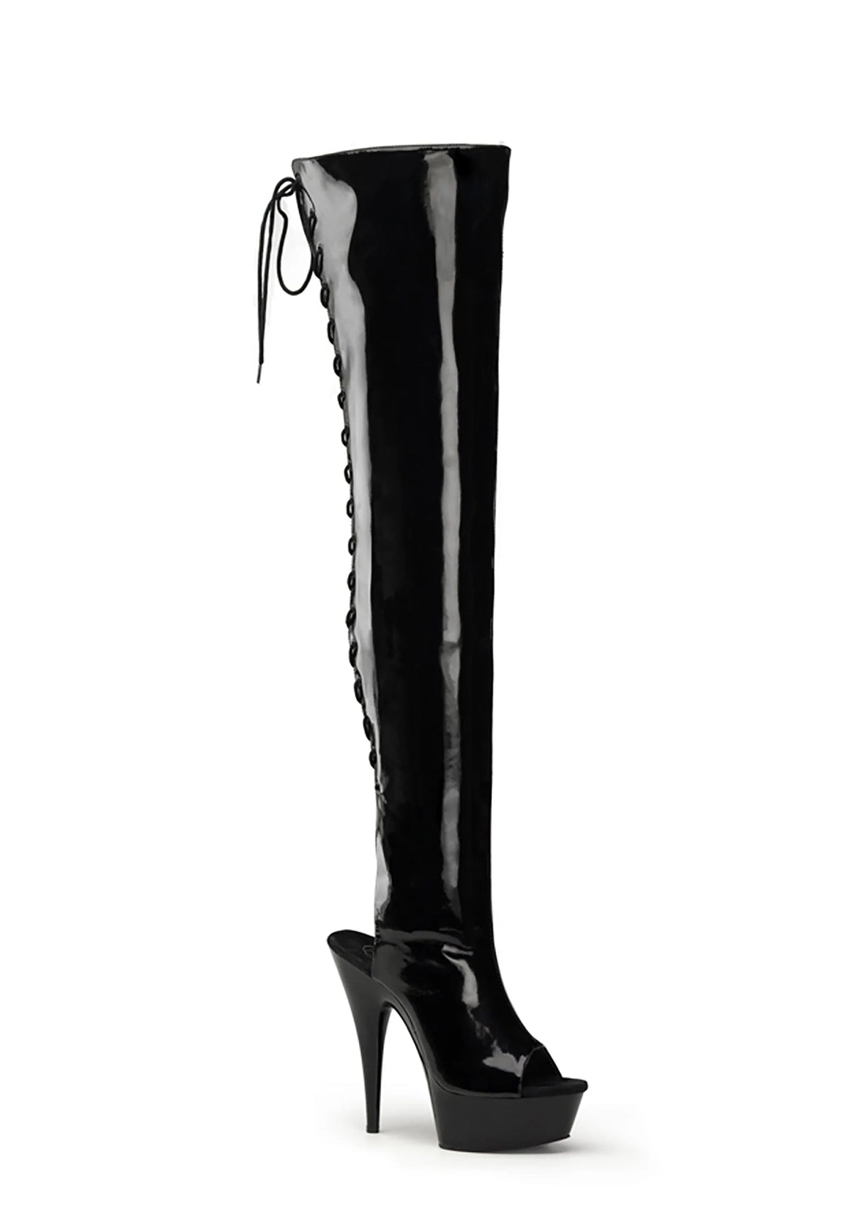 Delight-3017 Platform Thigh High Boots-Black