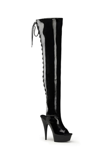 Delight-3017 Platform Thigh High Boots-Black