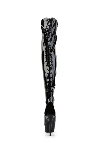 Delight-3017 Platform Thigh High Boots-Black