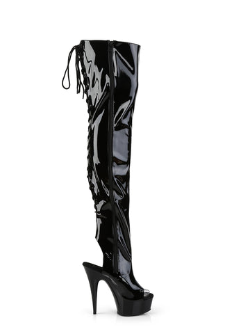 Delight-3017 Platform Thigh High Boots-Black
