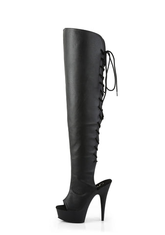 Delight-3019 Platform Over-The-Knee Boots-Black PU