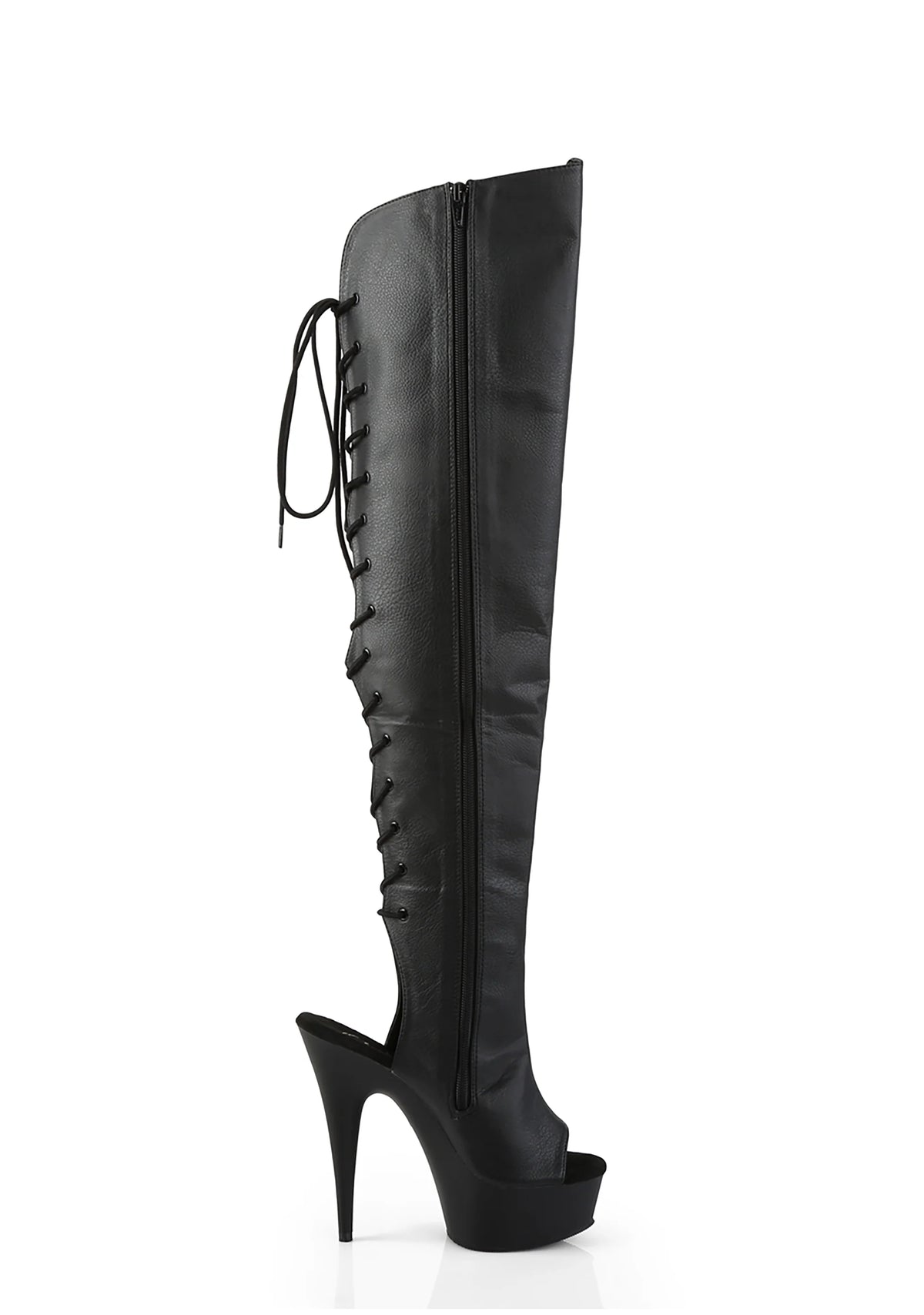 Delight-3019 Platform Over-The-Knee Boots-Black PU