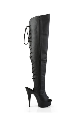 Delight-3019 Platform Over-The-Knee Boots-Black PU