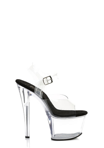 Sky-308 Platform Ankle Strap Sandals-Clear