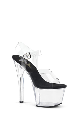 Sky-308 Platform Ankle Strap Sandals-Clear