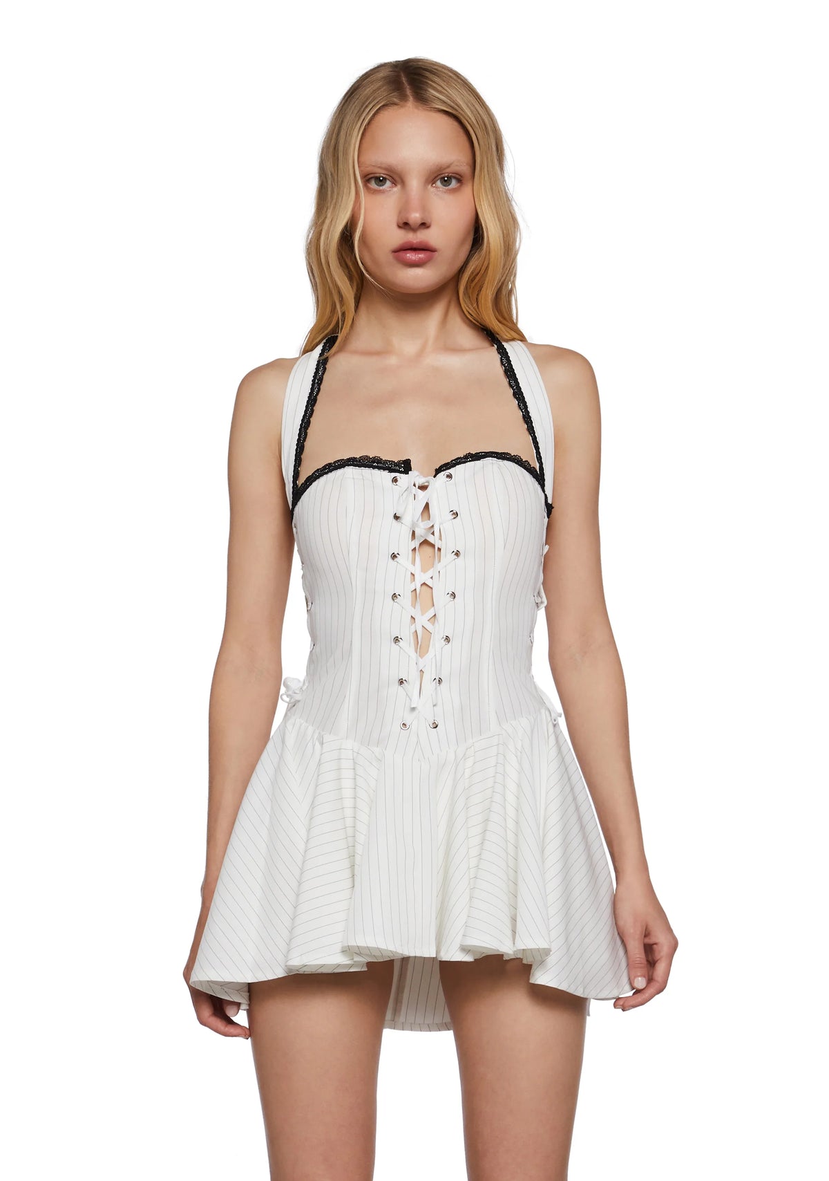 Making Headlines Halter Dress - White