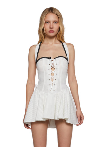 Making Headlines Halter Dress - White